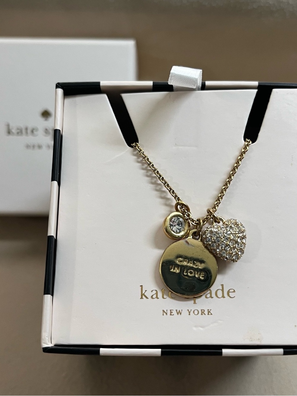kate spade Gold Crazy In Love Charm Necklace With Multiple Charms. 17 - 20 in.